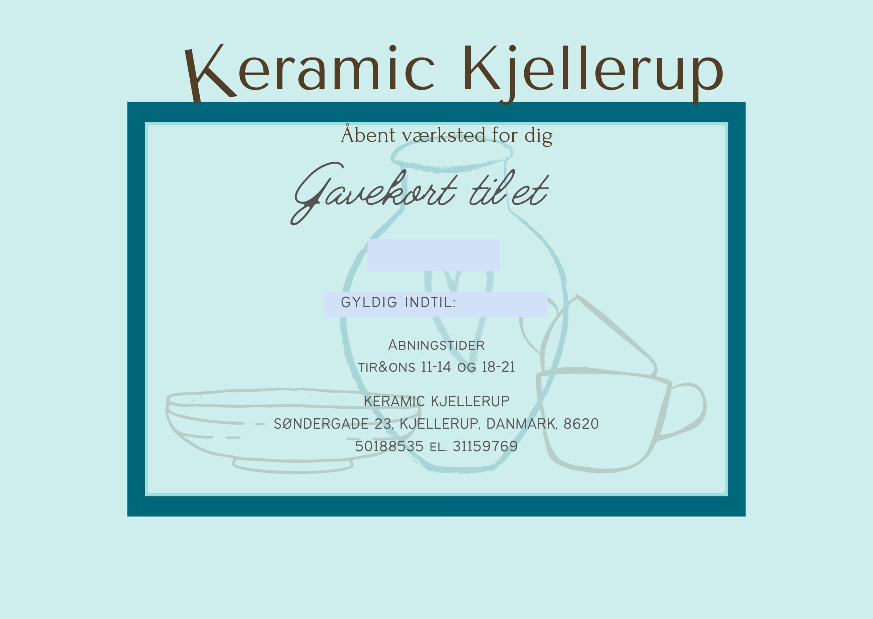 Gavekort og åbningstider hos Keramic Kjellerup
